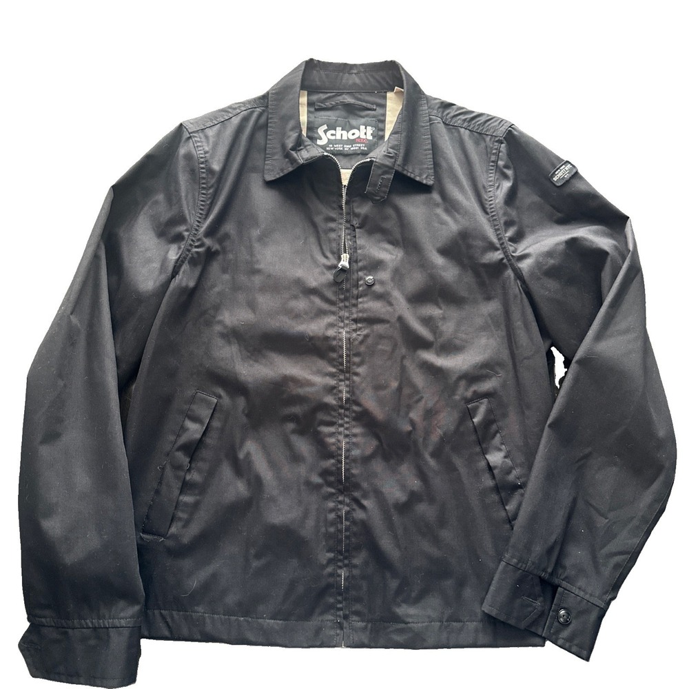 Vintage schott nyc jacket Cotton black made in usa size Large Mens Worker Rare